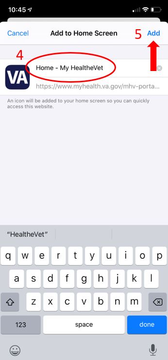 Steps 4 and 5, iPhone screen